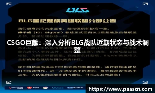 CSGO巨献：深入分析BLG战队近期状态与战术调整
